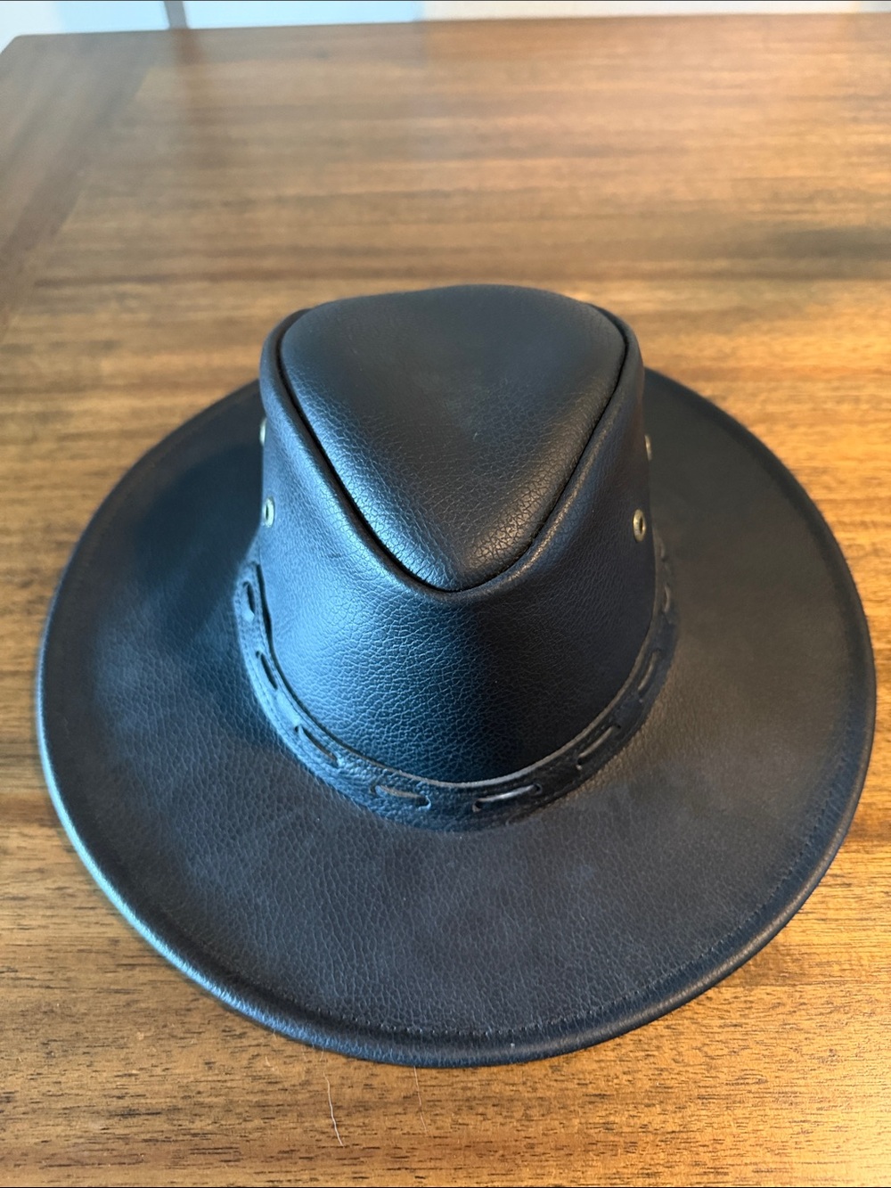 Classic Black Leather Outback Hat